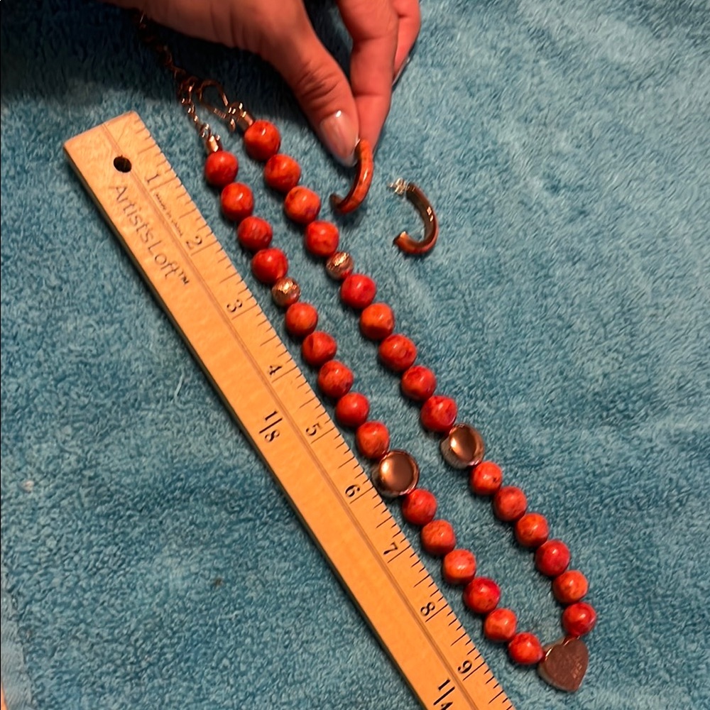 Red Beaded Necklace and Earring Set